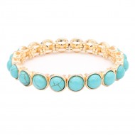 Anti Gold Plated With Turquoise Stone Stretch  Bracelet