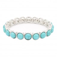 Anti Silver Plated With Turquoise Stretch   Bracelet