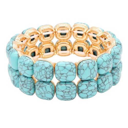 Anti Gold Plated With Turquoise Stone Stretch  Bracelet