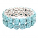 Anti Silver Plated With Turquoise Stretch   Bracelet