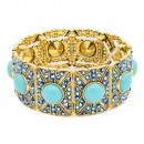 Anti Gold Plated With Turquoise Stone Stretch  Bracelet