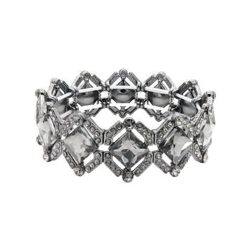 Black Color With Jet Crystal Stretch Bracelets