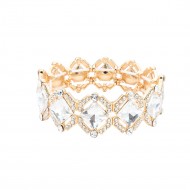 Gold Plated With Clear Crystal Stretch Bracelets