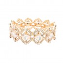 Rhodium Color With AB Color Crystal Stretch Bracelets