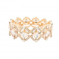 Gold Color With Topaz Crystal Stretch Bracelets
