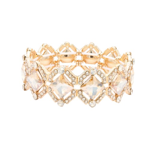 Gold Color With Topaz Crystal Stretch Bracelets