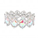 Rhodium Color With AB Color Crystal Stretch Bracelets