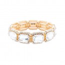 Rhodium Color With Clear Crystal Stretch Bracelets