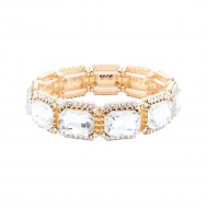 Gold Plated With Clear Crystal Stretch Bracelets