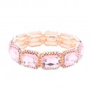 Rhodium Color With Clear Crystal Stretch Bracelets