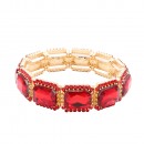 Rhodium Color With Clear Crystal Stretch Bracelets