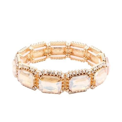 Gold Color With Topaz Crystal Stretch Bracelets