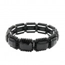 Rhodium Color With Clear Crystal Stretch Bracelets