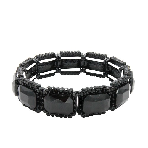 Black Color With Crystal Stretch Bracelets
