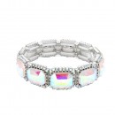 Rhodium Color With Clear Crystal Stretch Bracelets
