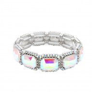 Rhodium Color With AB Color Crystal Stretch Bracelets