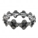 Gold Plated With Clear Crystal Clover Stretch Bracelets