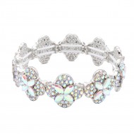 Rhodium Color With AB Color Crystal Stretch Bracelets