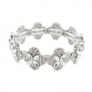 Gold Plated With Clear Crystal Clover Stretch Bracelets