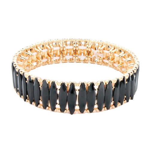 Gold Plated With Black Color Stretch Bracelets