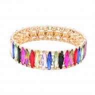 Gold Plated With Multi Crystal Stretch Bracelets