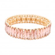 Rose Gold Plated With Peach Color Stretch Bracelets