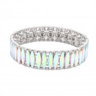 Rhodium Color With AB Color Crystal Stretch Bracelets