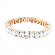 Gold Plated With Clear Crystal Stretch Bracelets