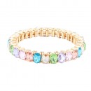 Rhodium Color With AB Color Crystal Stretch Bracelets