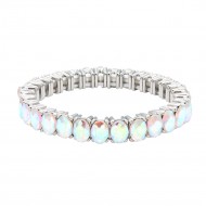 Rhodium Color With AB Color Crystal Stretch Bracelets