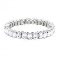 Rhodium Color With Clear Crystal Stretch Bracelets