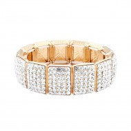 Gold Plated With Clear Crystal Stretch Bracelets
