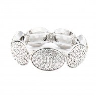 Rhodium Color With Clear Crystal Stretch Bracelets