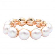Gold Plated With 16mm Pearl Stretch Bracelets