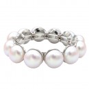 Rhodium Color With 16mm Pearl Stretch Bracelets