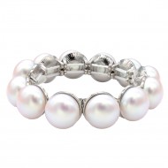 Rhodium Color With 16mm Pearl Stretch Bracelets