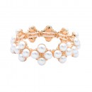 Rhodium Color With 7 mm Square Pearl Stretch Bracelets