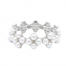 Rhodium Color With 7 mm Square Pearl Stretch Bracelets