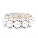Gold Plated With Main 14mm Square Pearl Stretch Bracelets