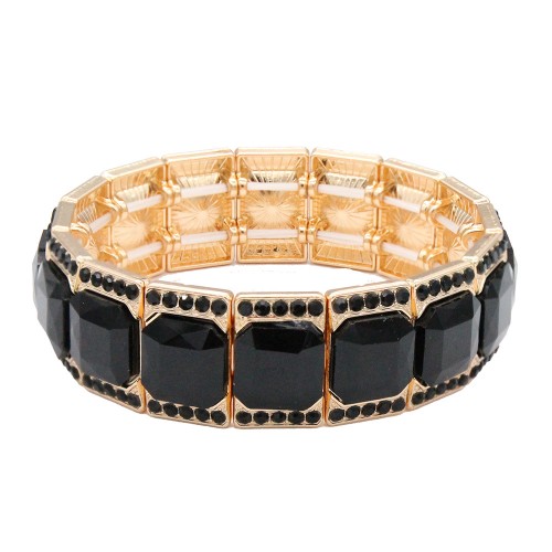 Stretch Bracelets. Gold with Black Color