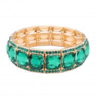 Stretch Bracelets. Gold With Green