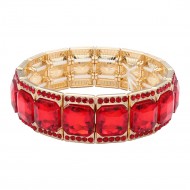 Stretch Bracelets. Gold With Red
