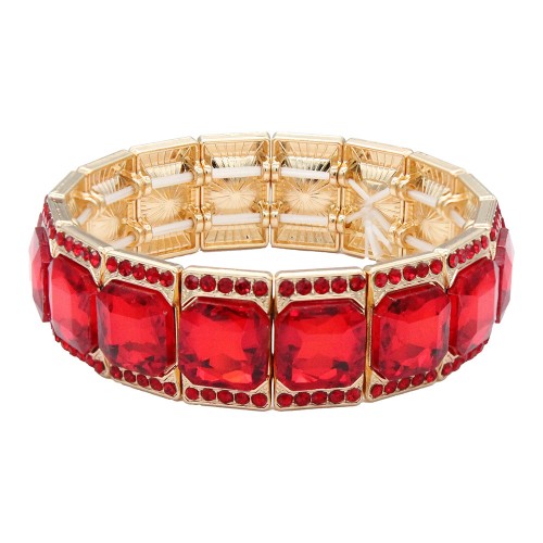 Stretch Bracelets. Gold With Red