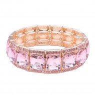 Stretch Bracelets .Rose Gold With Pink