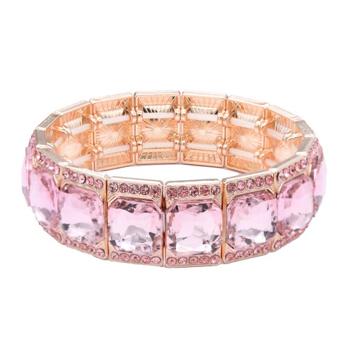 Stretch Bracelets .Rose Gold With Pink