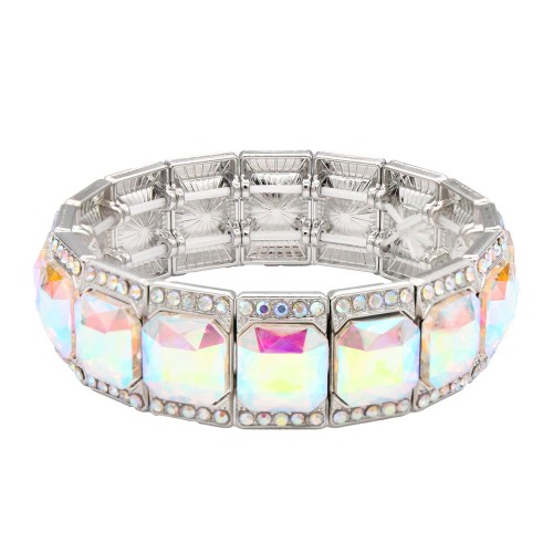 Stretch Bracelets. Silver AB Color