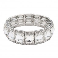 Stretch Bracelets, Silver Clear Color