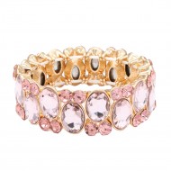 Stretch Bracelets. Gold With Pink
