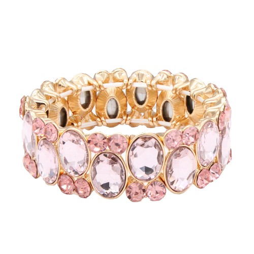 Stretch Bracelets. Gold With Pink