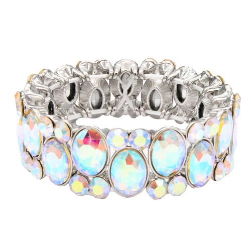 Stretch Bracelets. Silver AB Color